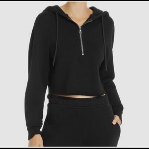 Cotton Citizen Black Half Zip Cropped Hoodie